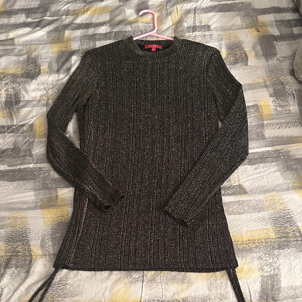 Black Sweater with Metallic Accents